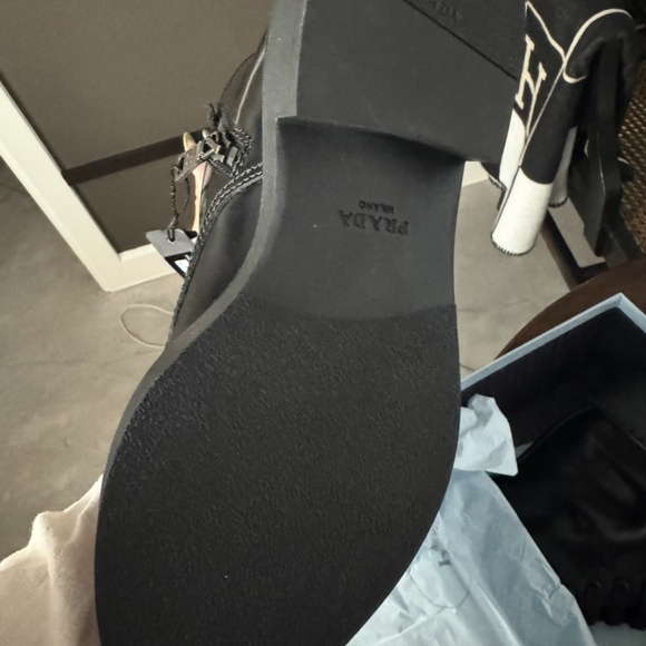 PRADA SPAZZOLATO LEATHER COMBAT BOOTS IN BLACK - Picture 5 of 11